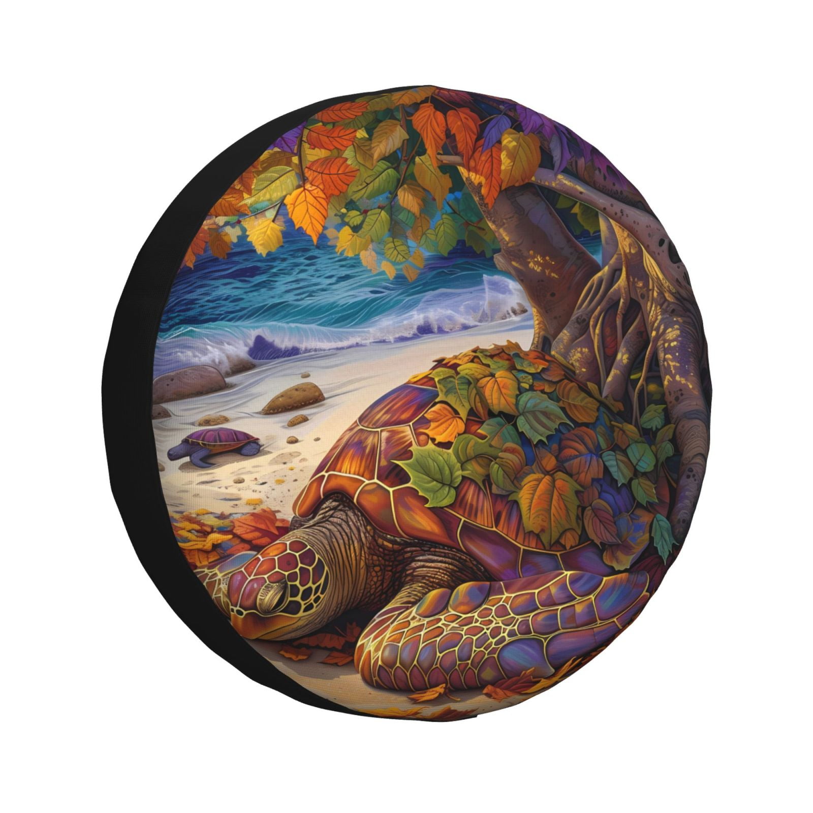 Rateoe Colorful Maple Leaf Beach Turtle Pattern Tire Cover Wheel ...