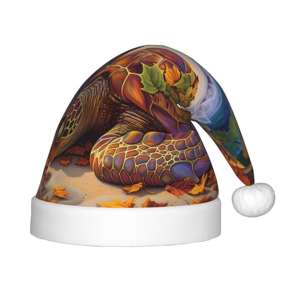 Rateoe Colorful Maple Leaf Beach Turtle Santa Hat Confortable Christmas Hat for Christmas Party Favors Fit for Kids