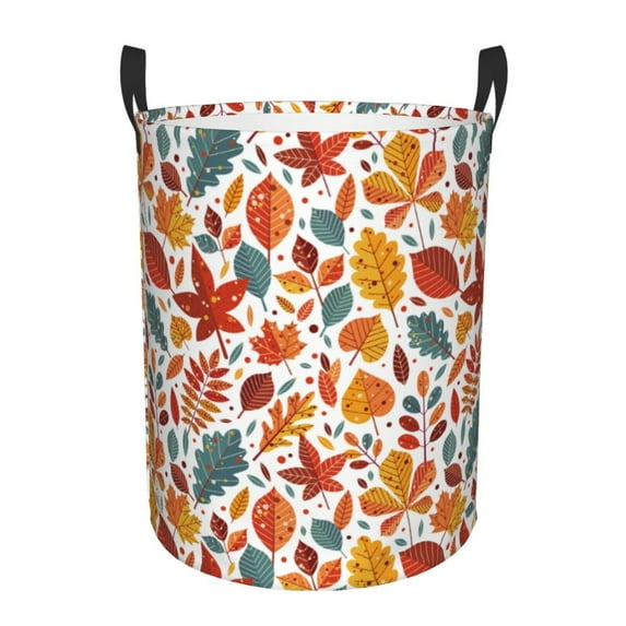 Rateoe Colorful Maple Leaves Pattern Round Laundry Hamper Basket, Tall Hamper Basket for Blanket Storage, Nursery Clothes Hamper for Laundry in Bedroom and College Dorm-Small