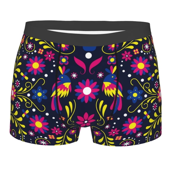 Rateoe Colorful Mexican Mens Boxer Briefs Poly Spandex Performance Boxer Briefs Underwear Hem Boxer Briefs - Small
