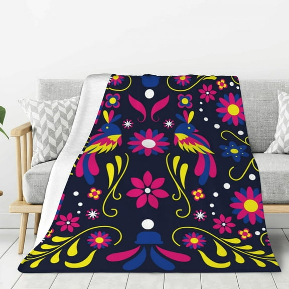 Rateoe Colorful Mexican Pattern Flannel Throw Blanket, Ultra-soft Blanket for Bed, Couch, Car, Hypoallergenic Anti-pilling blanket-60"x50"(Vertical)