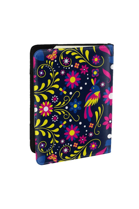 Colorful Mexican Pattern Passport Holder Wallet Leather Mulit-purpose Travel Wallet Credit Cards Case ,Passport Cover for Women Men-6.5 in