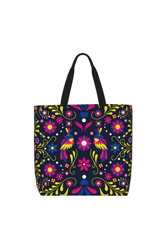 Colorful Mexican Print Lightweight Tote Bag for Women, Water-Resistant Shoulder Bag with Zipper, Spacious Casual Handbag for Work, School, Shopping