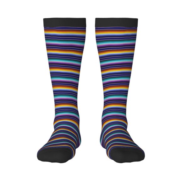 Rateoe Colorful Mexican Stripes Pattern Women’s Knee High Crew Socks,Trouser Socks, – Comfortable, Breathable, Moisture-Wicking and Soft