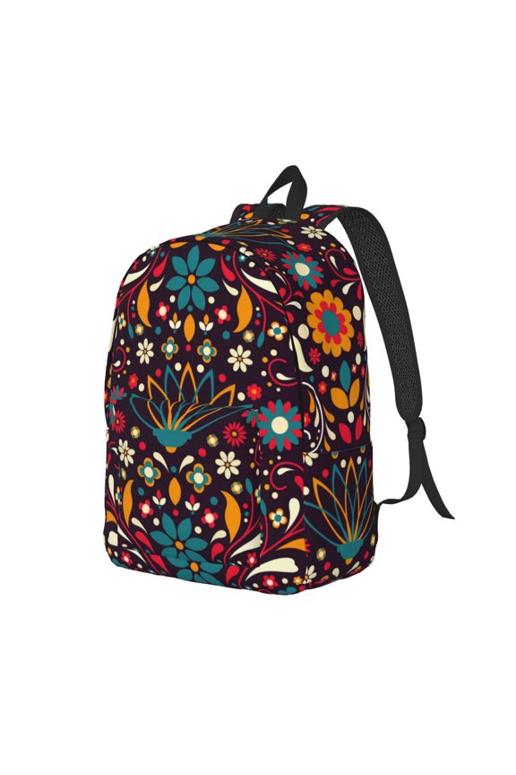 Colorful Mexican2 Pattern Durable Canvas Backpack for Men & Women – Stylish & Lightweight – Adjustable Straps, Multiple Pockets – Fits 15-17 Inch LaptopsMedium