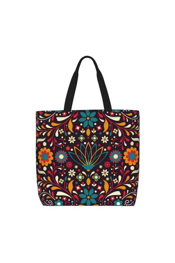 Colorful Mexican2 Print Lightweight Tote Bag for Women, Water-Resistant Shoulder Bag with Zipper, Spacious Casual Handbag for Work, School, Shopping