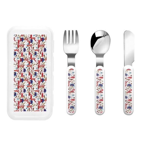 Rateoe Colorful Mushrooms (2) for Stainless Steel Kids Silverware Set - Child and Toddler Safe Flatware - Children's Knife, Fork And Spoon Set