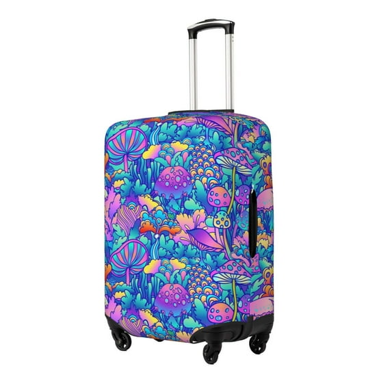 Rateoe Colorful Mushrooms Printed Luggage Cover, Suitcase Protector Fits 18-32 Inch Luggage-Medium