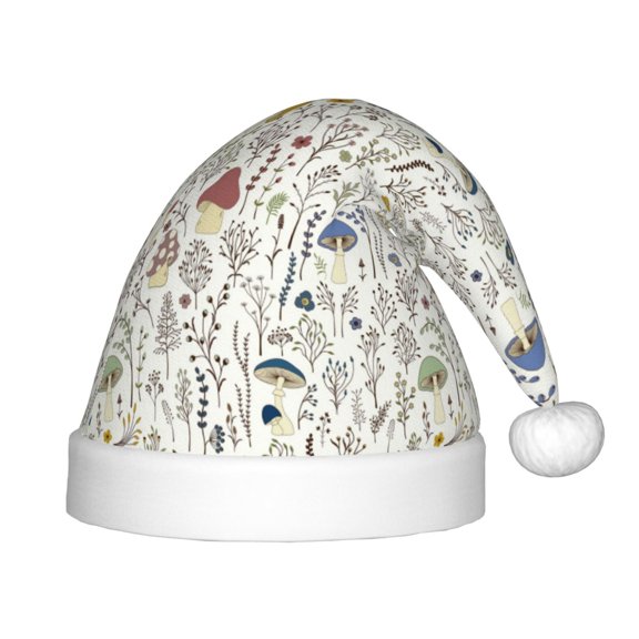 Rateoe Colorful Mushrooms and Plants Santa Hat Confortable Christmas Hat for Christmas Party Favors Fit for Kids