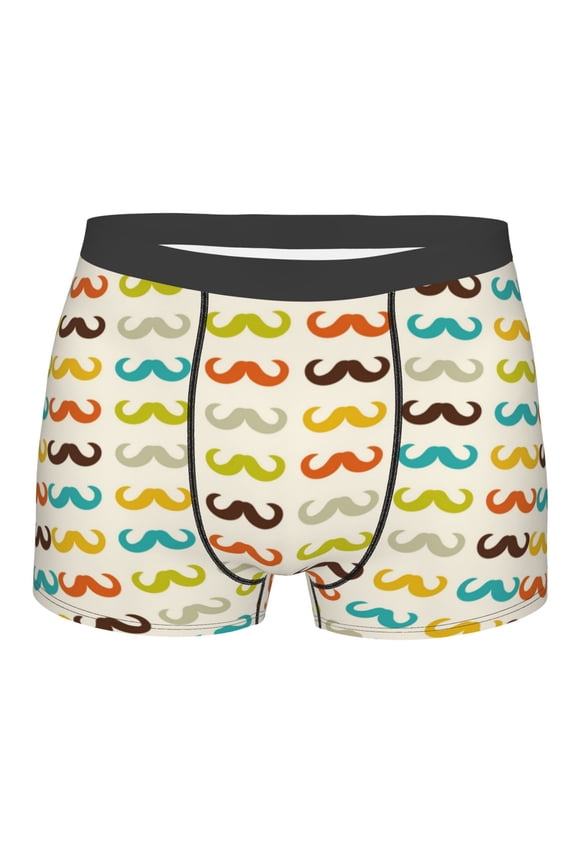 Colorful Mustache Mens Boxer Briefs Poly Spandex Performance Boxer Briefs Underwear Hem Boxer Briefs - XX-Large