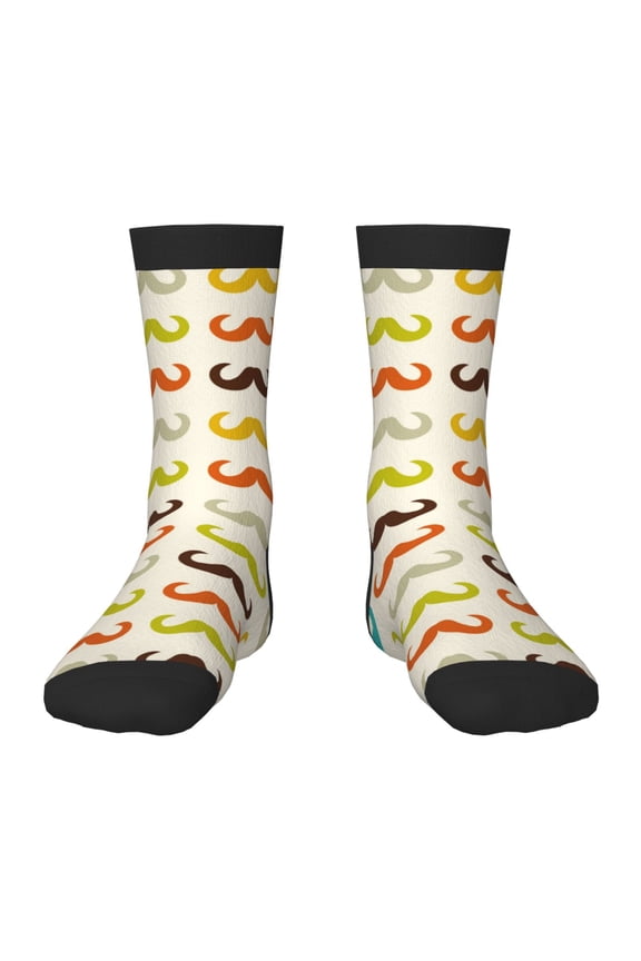 Colorful Mustache Pattern Children's Socks, Socks Gifts ,kids Crew Soft Cotton Socks , Moisture-Wicking, Durable, Ideal for Daily Wear & Sports