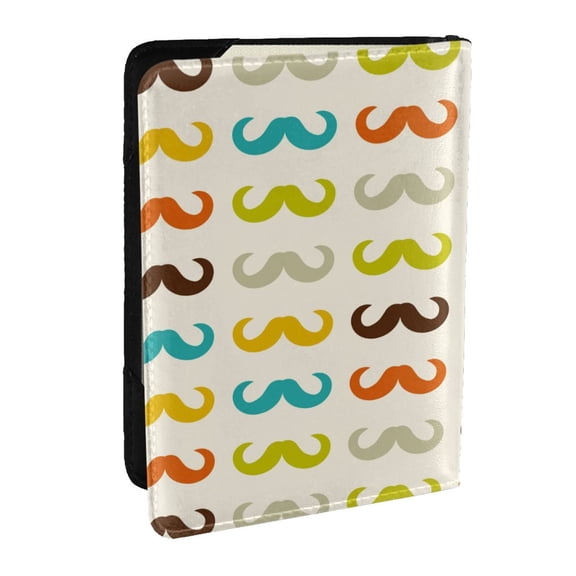 Rateoe Colorful Mustache Pattern Passport Holder Wallet Leather Mulit-purpose Travel Wallet Credit Cards Case ,Passport Cover for Women Men-6.5 in