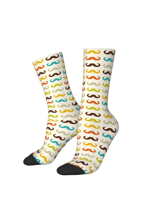 Colorful Mustache for Women Casual Calf Socks - Cute Crew Socks - Thin Soft Above Ankle Socks Size 5-11