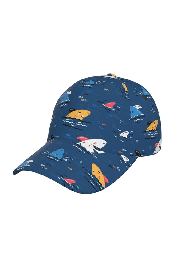 Colorful Ocean Shark Pattern Baseball Cap Outdoor Cap Mountain Dad Hat - Unstructured Soft Cotton Cap-Adjustable UV Protection Cap