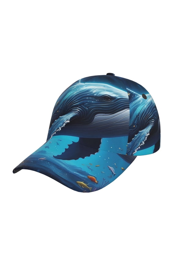 Colorful Ocean Whale Pattern Mens Baseball Cap  Adjustable Curved Brim Hat, Soft Cotton Sports Cap for Outdoor, Casual, and Everyday Wear, Comfortable & Breathable