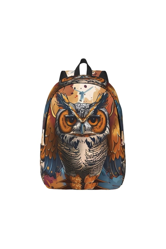Colorful Owl Tattoo Art Pattern Canvas College Laptop Backpack,Travel Daypack,Durable Rucksack Travel Notebook Bag School Backpack Book Bag for Men Women-Small