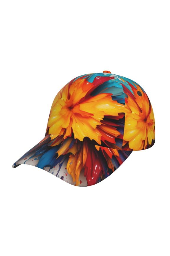 Colorful Paint Print Pattern Baseball Cap Outdoor Cap Mountain Dad Hat - Unstructured Soft Cotton Cap-Adjustable UV Protection Cap