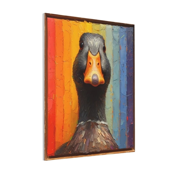 Rateoe Colorful Painted Duck Pattern Decorative Picture – Unique Modern Wall Art, Ready-to-Hang Canvas Print for Home (Vertical)
