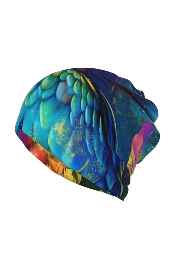 Colorful Parrot Jungle Dream Cotton Slouchy Beanie Hat for Men/Women,Lightweight Oversize Large Thin Skull Cap Night Sleeping Cap