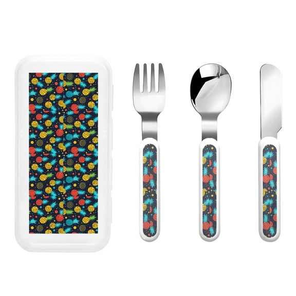 Rateoe Colorful Pineapple for Stainless Steel Kids Silverware Set - Child and Toddler Safe Flatware - Children's Knife, Fork And Spoon Set