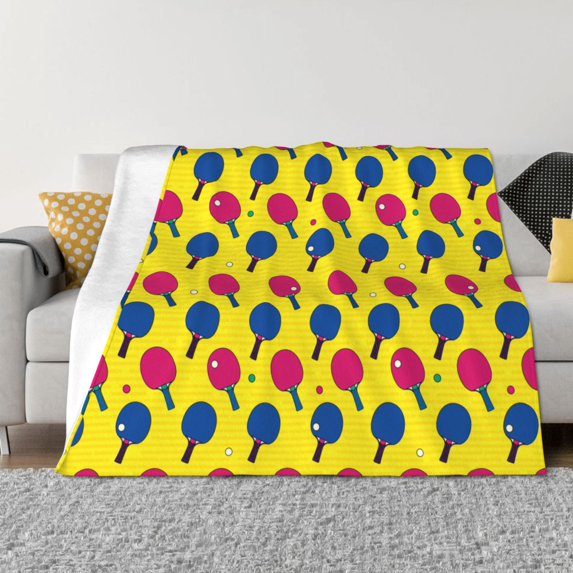 Rateoe Colorful Ping Pong Pattern Flannel Throw Blanket, Ultra-soft Blanket for Bed, Couch, Car, Hypoallergenic Anti-pilling blanket-60"x50"(Horizontal)