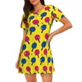 thumbnail image 1 of Rateoe Colorful Ping Pong Print Women’s Nightdress – Cozy Cotton Short-sleeved Sleep Shirt, Loose-Fit Sleepwear, Perfect for Relaxing and Sleeping, 1 of 6