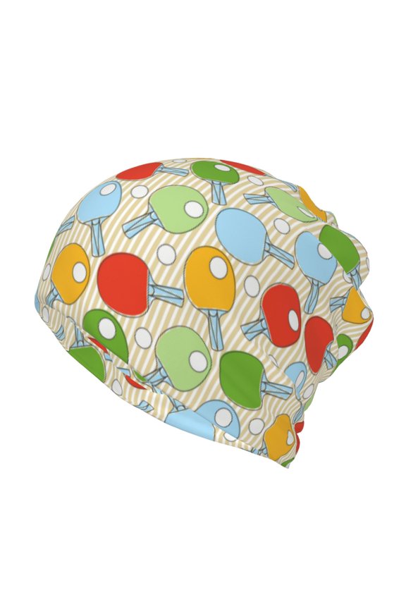 Colorful Ping Pong Rackets1 Cotton Slouchy Beanie Hat for Men/Women,Lightweight Oversize Large Thin Skull Cap Night Sleeping Cap