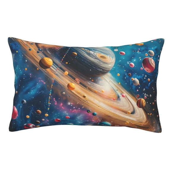 Rateoe Colorful Planet Universe Pattern Decorative Pillow Case,Throw Pillow Covers,Plush Pillow Cover,Soft Pillow Case,Velvet Pillow Case-14"x20"