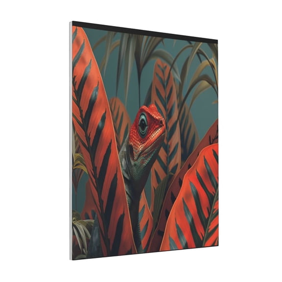 Rateoe Colorful Reptile And Leaves Pattern Decorative Picture – Unique Modern Wall Art, Ready-to-Hang Canvas Print for Home (Vertical)