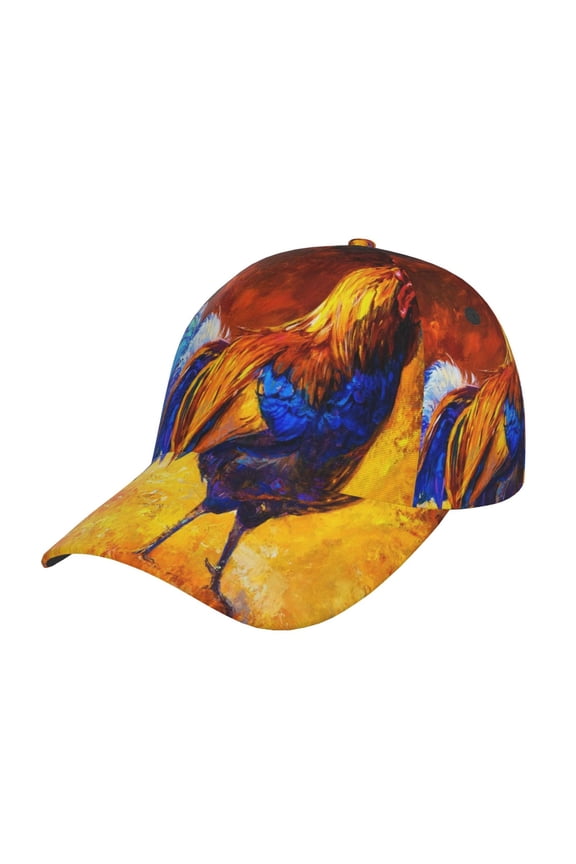 Colorful Rooster Pattern Mens Baseball Cap  Adjustable Curved Brim Hat, Soft Cotton Sports Cap for Outdoor, Casual, and Everyday Wear, Comfortable & Breathable