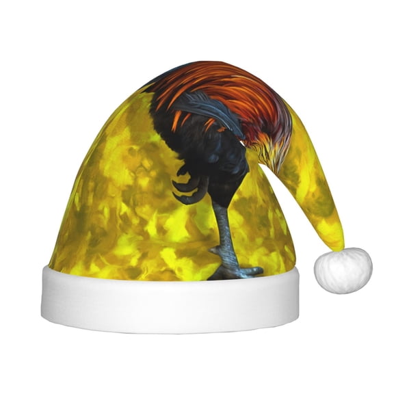 Rateoe Colorful Rooster Santa Hat Confortable Christmas Hat for Christmas Party Favors Fit for Kids