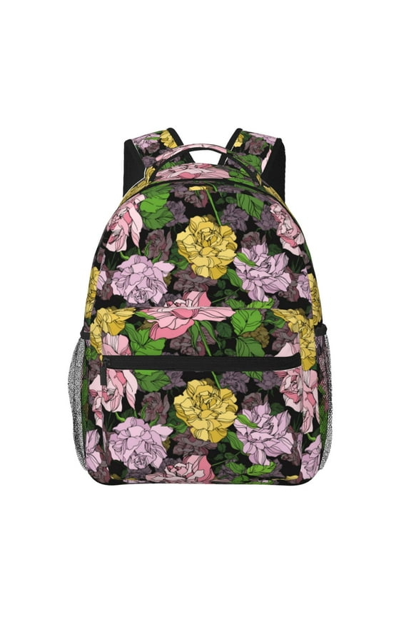 Colorful Roses Pattern Casual Backpack for School, Work, Travel  Adjustable Straps, Multiple Compartments  Ergonomic Design, Fits Laptops and Tablets