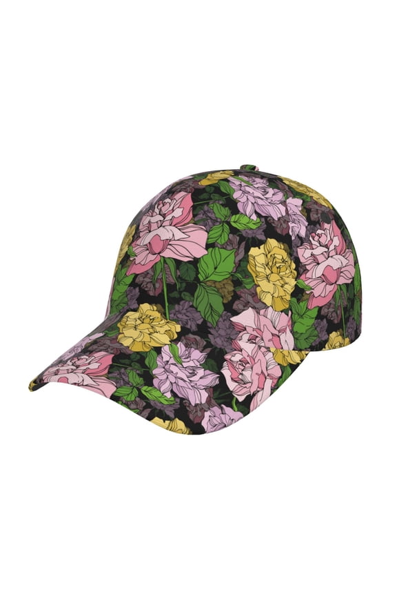 Colorful Roses Pattern Mens Baseball Cap Adjustable Curved Brim Hat, Soft Cotton Sports Cap for Outdoor, Casual, and Everyday Wear, Comfortable & Breathable