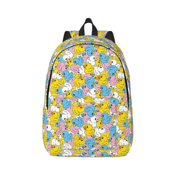 Rateoe Colorful Rubber Duck 1 Pattern Canvas College Laptop Backpack,Travel Daypack,Durable Rucksack Travel Notebook Bag School Backpack Book Bag for Men Women-Small