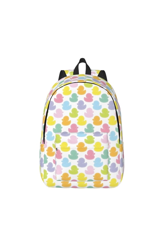 Colorful Rubber Duck Pattern Canvas College Laptop Backpack,Travel Daypack,Durable Rucksack Travel Notebook Bag School Backpack Book Bag for Men Women-Medium