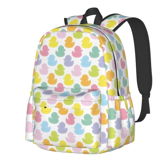 Rateoe Colorful Rubber Duck Pattern Student Backpack,Backpack for School,Lightweight Bag,Travel Backpack,Outdoor Backpack,Large Capacity Backpack