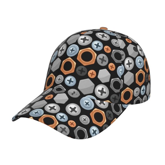 Rateoe Colorful Screws Pattern Men’s Baseball Cap – Adjustable Curved Brim Hat, Soft Cotton Sports Cap for Outdoor, Casual, and Everyday Wear, Comfortable & Breathable