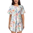 thumbnail image 1 of Rateoe Colorful Seashells Pattern Women's Short-Sleeved Pajama Set - 2 Piece Soft and Lightweight Sleepwear Set-Medium, 1 of 7