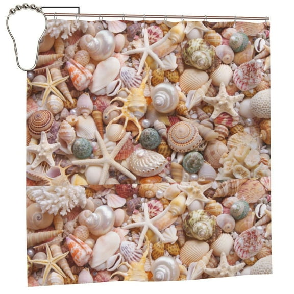 Rateoe Colorful Seashells Shower Curtain - Fancy Bathroom Shower Curtain Sets - Waterproof Shower Curtain with Hooks with 12 Plastic Hooks 72x72 Inches