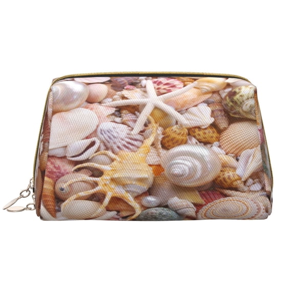 Rateoe Colorful Seashells for Travel Makeup Bag,Large Capacity Cosmetic Bags for Women,Waterproof Portable Pouch Open Flat Toiletry Bag Make up Organizer