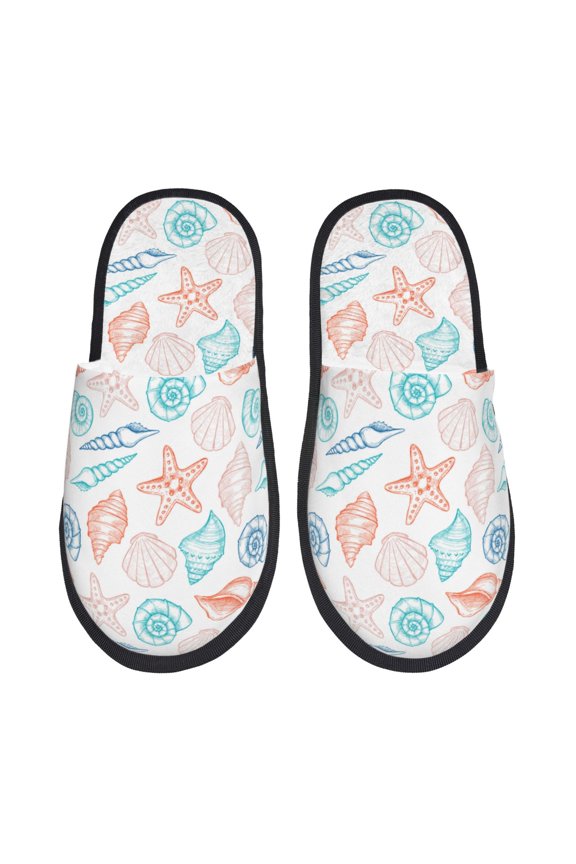 Colorful Seashells1 Pattern Fuzzy Slippers Fuzzy Soft House Slippers Plush Furry Warm Cozy Open Toe Fluffy Home Shoes-Medium