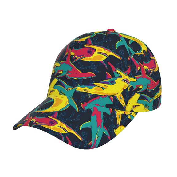 Rateoe Colorful Sharks Pattern Baseball Cap Outdoor Cap Mountain Dad Hat - Unstructured Soft Cotton Cap-Adjustable UV Protection Cap