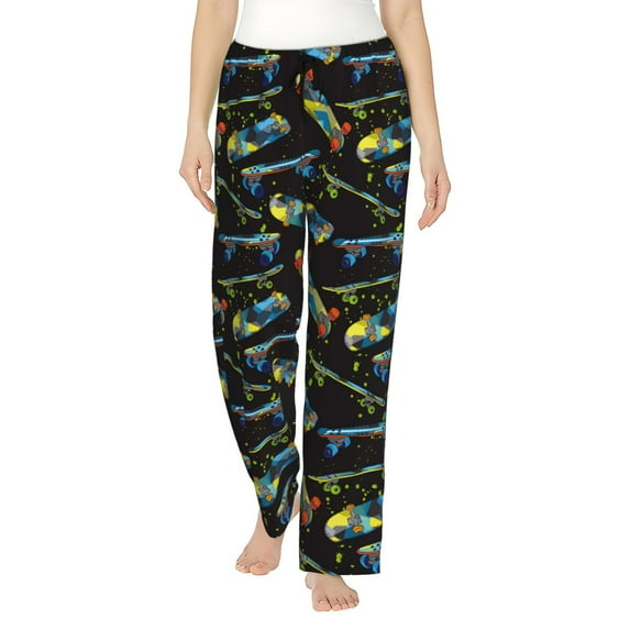 Rateoe Colorful Skateboard Pattern Women’s Ultra-Soft Comfy Pajama Lounge Pants Sleepwear,Comfortable Lounge Wear,lightweight Pajamas, Casual Home Wear-Medium