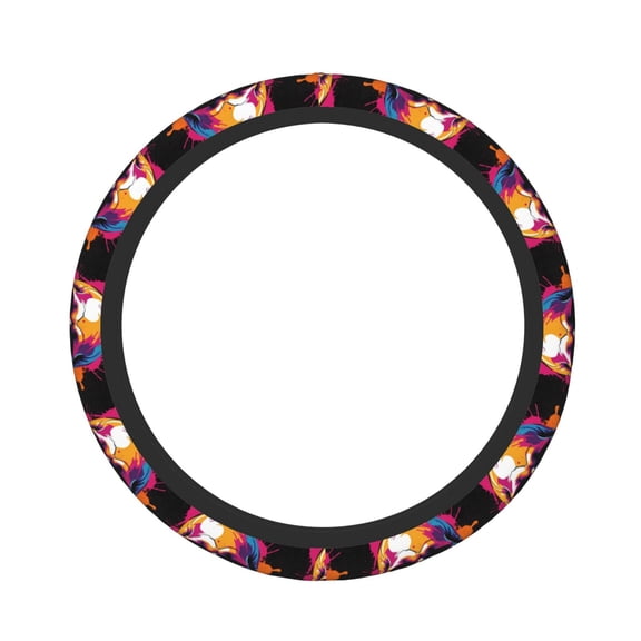 Rateoe Colorful Skull Pattern Elastic Stretch Steering Wheel Cover, Universal 15 inch, Microfiber Breathable , Anti-Slip, Odorless, Easy Carry