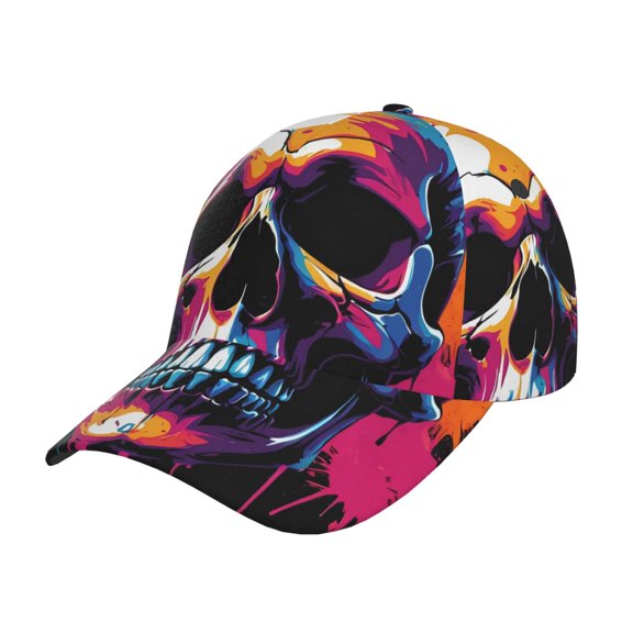 Rateoe Colorful Skull Pattern Men’s Baseball Cap – Adjustable Curved Brim Hat, Soft Cotton Sports Cap for Outdoor, Casual, and Everyday Wear, Comfortable & Breathable
