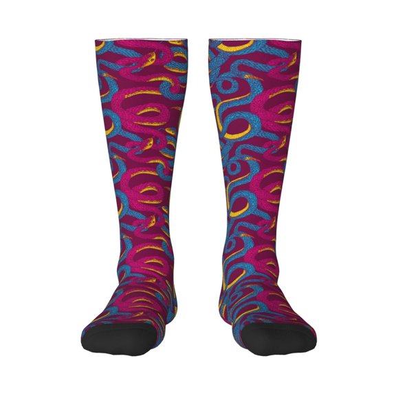 Rateoe Colorful Snake Pattern Women’s Knee High Crew Socks,Trouser Socks Comfortable, Breathable, Moisture-Wicking and Soft