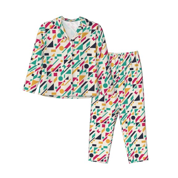 Rateoe Colorful Spots Pattern Womens Pajamas Set Long Sleeve Sleepwear Button Down Nightwear Soft Cotton Pj Lounge Sets