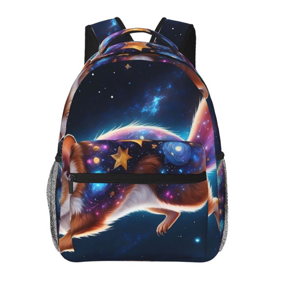Rateoe Colorful Star River Squirrel Pattern Casual Backpack for School, Work, Travel Adjustable Straps, Multiple Compartments Ergonomic Design, Fits Laptops and Tablets