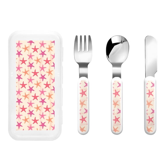 Rateoe Colorful Starfish for Stainless Steel Kids Silverware Set - Child and Toddler Safe Flatware - Children's Knife, Fork And Spoon Set