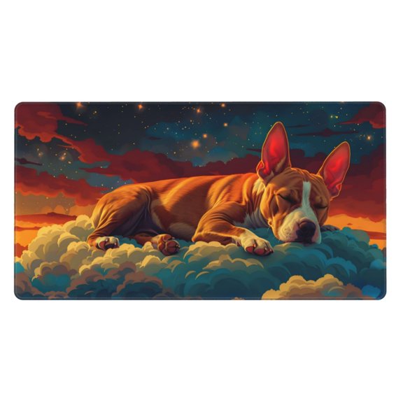 Rateoe Colorful Starry Sky Sleep Dog Print Mouse Pad - Extended Large Gaming Mousepad,Non-Slip Stitched Edge,16x29.5 Inch